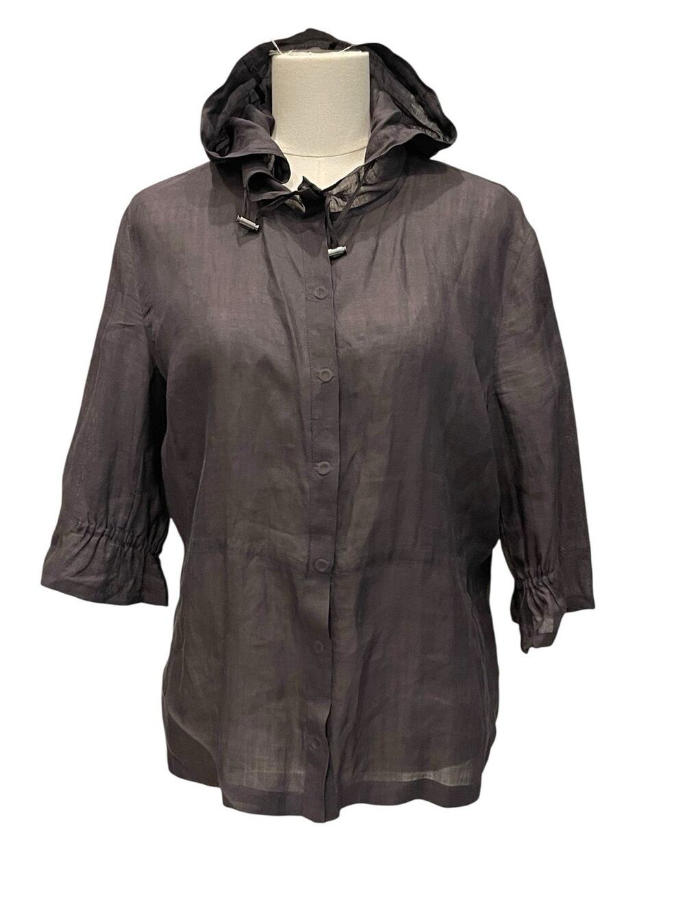 Gianfranco Ferré charcoal-colored button-up hooded shirt size:46